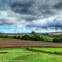 Buy canvas prints of Grey skies and green fields by Steve WP