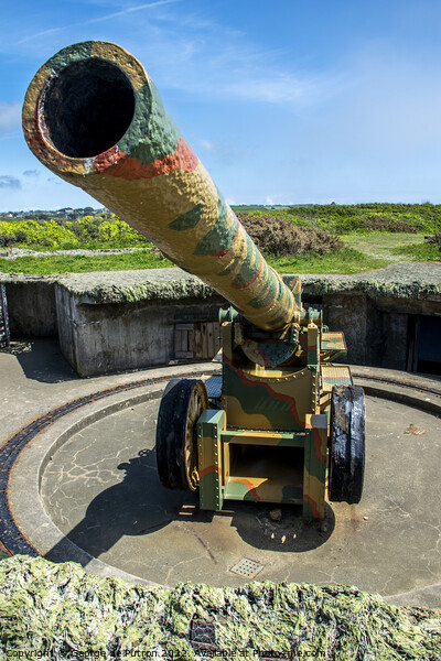 Restored Costal Artillery Battery in Guernsey. Picture Board by George de Putron