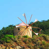 Buy canvas prints of Windmill on Ereikoussa Island. by George de Putron