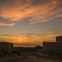 Buy canvas prints of Sunset over Fort Hommet . by George de Putron