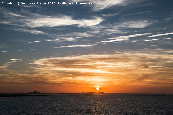Sunset over Lihou Island Picture Board by George de Putron