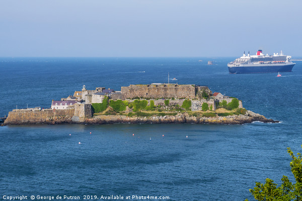 Castle Cornet and the Queen Mary 2 Picture Board by George de Putron