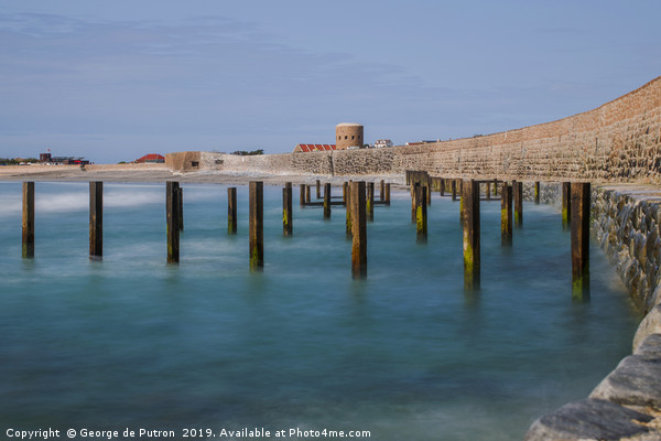 Wooden Groyne's at Vazon Bay Picture Board by George de Putron