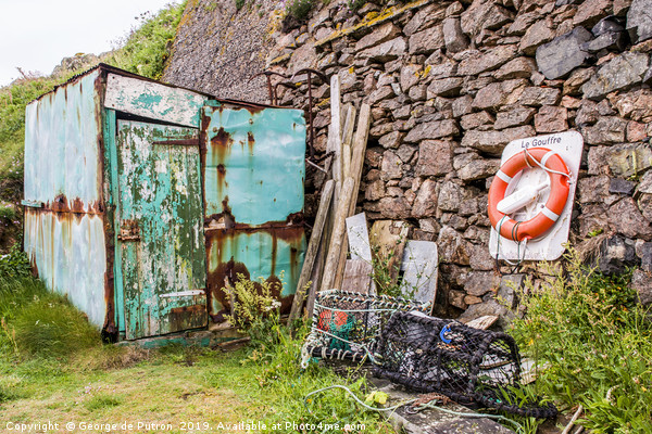 Fisherman's Hut at Le Gouffre in Guernsey Picture Board by George de Putron
