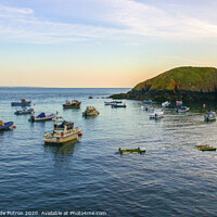 Buy canvas prints of Boats moored outside Creux Harbour Sark  by George de Putron