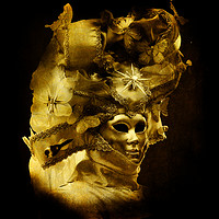 Buy canvas prints of Venice carnival, baroque golden Venetian mask with by Luisa Vallon Fumi