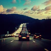 Buy canvas prints of Highway traffic at dusk by Luisa Vallon Fumi