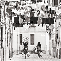 Buy canvas prints of Lively Venice with laundry hanging by Luisa Vallon Fumi