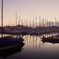 Buy canvas prints of Twilight on the harbour with calm waters and boats by Luisa Vallon Fumi