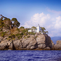Buy canvas prints of Italy - Lighthouse of Portofino from the sea by Luisa Vallon Fumi