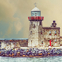 Buy canvas prints of Dublin, Howth Harbour lighthouse, digital art by Luisa Vallon Fumi