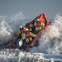 Buy canvas prints of To the rescue - an RNLI inshore lifeboat launches  by WATCHANDSHOOT 