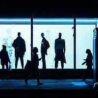 Buy canvas prints of Figures of the night - London West End shoppers by WATCHANDSHOOT 