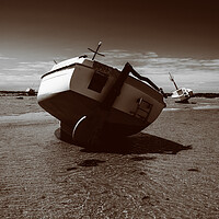 Buy canvas prints of sepia boat on sand by youri Mahieu