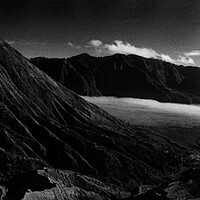 Buy canvas prints of panorama of bromo in black & white by youri Mahieu