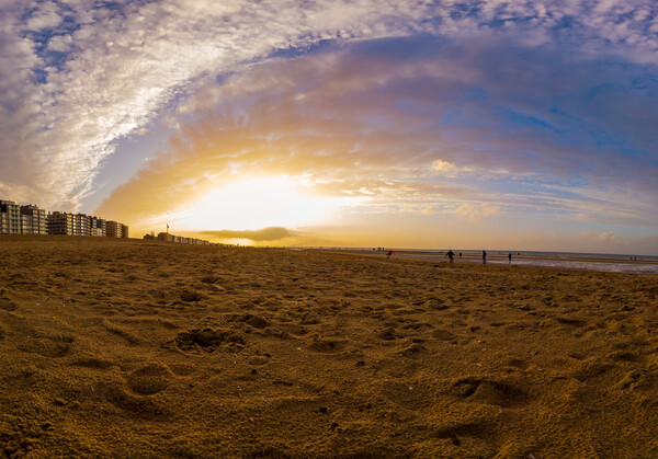 autmunal sunset on beach Picture Board by youri Mahieu