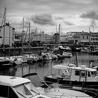 Buy canvas prints of View on the harbor of Saint-Martin-de-Ré in black and white by youri Mahieu