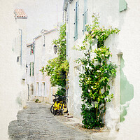 Buy canvas prints of Watercolor of alley on ile de Ré by youri Mahieu