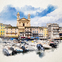 Buy canvas prints of Watercolor of église Saint Jean-Baptiste in Bastia by youri Mahieu