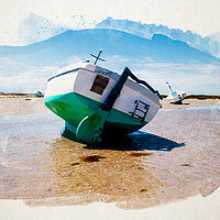 Buy canvas prints of Watercolour of boat on sand by youri Mahieu