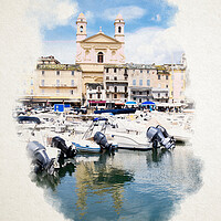 Buy canvas prints of église Saint Jean-Baptiste in Bastia in watercolor by youri Mahieu