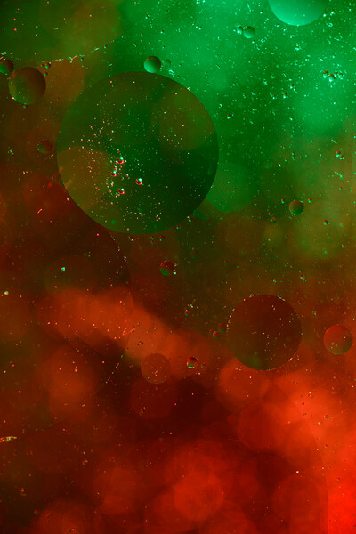 Oil-Flecked Red Against Vibrant Green. Picture Board by youri Mahieu