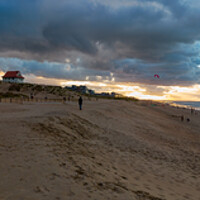 Buy canvas prints of sunset on the beach in Autumn. by youri Mahieu