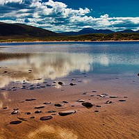 Buy canvas prints of Clouds reflected on a shallow loch, near Kearvaig, by Mike Dale
