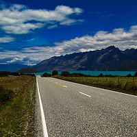 Buy canvas prints of The road to Lake Pukaki, South Island, New Zealand by Mike Dale