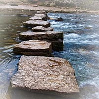 Buy canvas prints of The Stepping Stones, Dovedale by Mike Dale