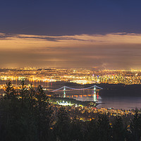 Buy canvas prints of Vancouver city skyline at night by JIA HE
