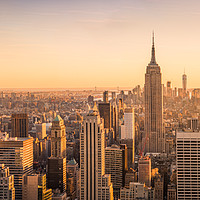 Buy canvas prints of New York City skyline panorama at sunset by JIA HE