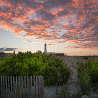 Buy canvas prints of Cape May Point lighthouse landscape  by JIA HE