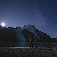 Buy canvas prints of Moonrise at Mt. Robson by JIA HE