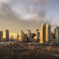 Buy canvas prints of Calgary skyline at sunset by JIA HE