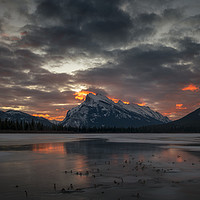 Buy canvas prints of Vermilion lakes sunrise  by JIA HE