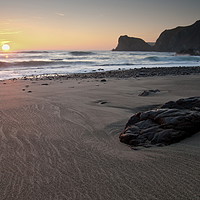 Buy canvas prints of Pentreath Beach Sunset - Cornwall. by Steve Bishop