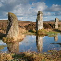 Buy canvas prints of Reflection of the past - Boskegnan Stone Circle, C by Steve Bishop