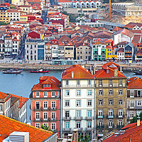 Buy canvas prints of Porto Rooftops by Roz Collins