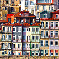 Buy canvas prints of Houses Along the Douro River, Porto by Roz Collins
