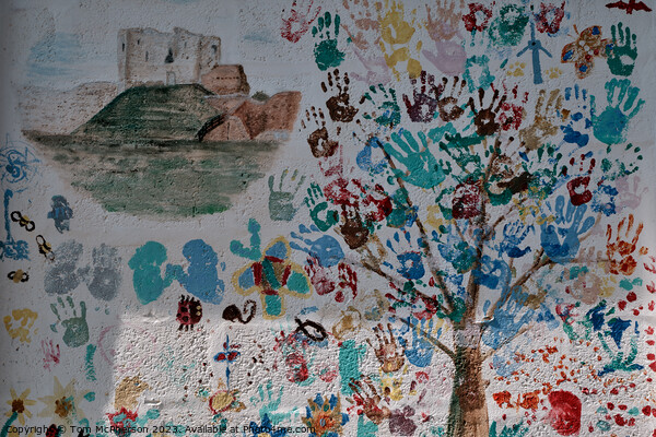 Children's Mural on Duffus Village Wall Picture Board by Tom McPherson