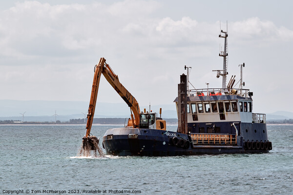 Dredger Selkie at work Burghead Picture Board by Tom McPherson