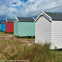 Buy canvas prints of Tranquil Retreat: Findhorn Beach Huts by Tom McPherson
