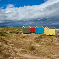 Buy canvas prints of "Charming Coastal Haven: Discover Findhorn Beach H by Tom McPherson