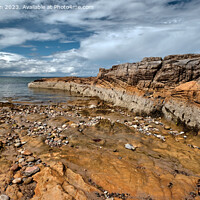 Buy canvas prints of Rocky Crag at Collach Beach by Tom McPherson