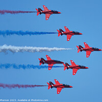 Buy canvas prints of Sky Dance of the Red Arrows by Tom McPherson