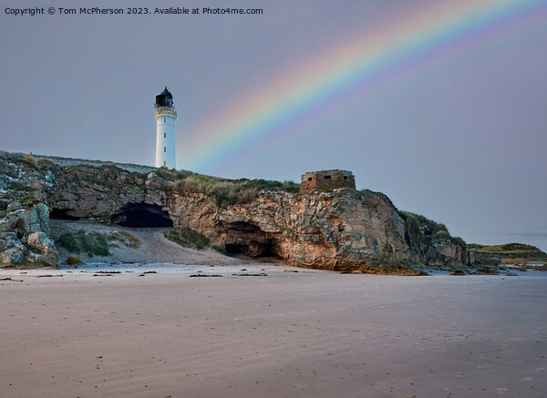 Rainbow over Covesea Caves Picture Board by Tom McPherson