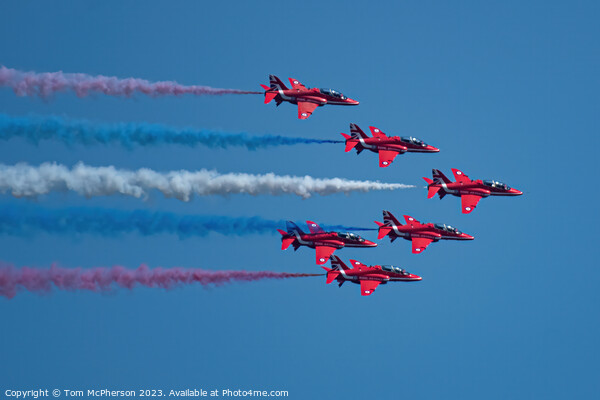 Exhilarating Sky Dance of the Red Arrows Picture Board by Tom McPherson
