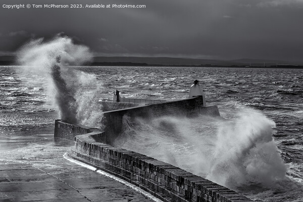 Waves at Burghead Pier Picture Board by Tom McPherson