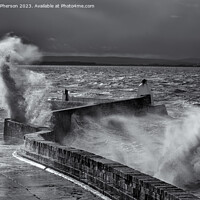 Buy canvas prints of Waves at Burghead Pier by Tom McPherson